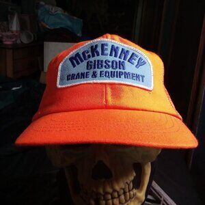 Deadstock Vintage McKenney Gibson Crane Equipment Patch Snap Trucker Hat